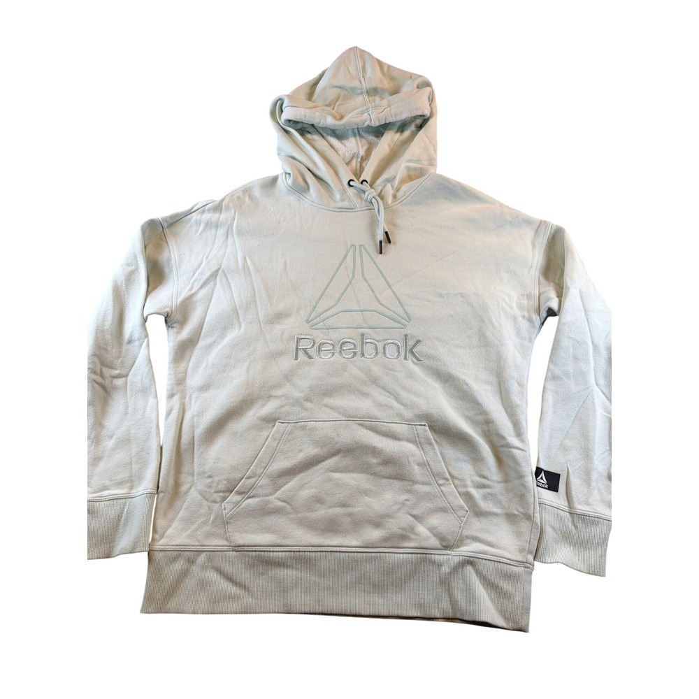 Reebok Mens Mint Green Delta Logo Embroidered Fleece Pullover Hoodie Sweatshirt